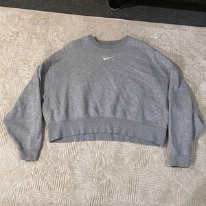 Nike Women's Grey Crewneck Cropped Sweatshirt